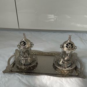 Turkish Tea Glass Set Color-Silver Set of 2 glasses NWT